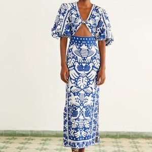 Farm Navy Blue Jungle Scarf Midi Dress